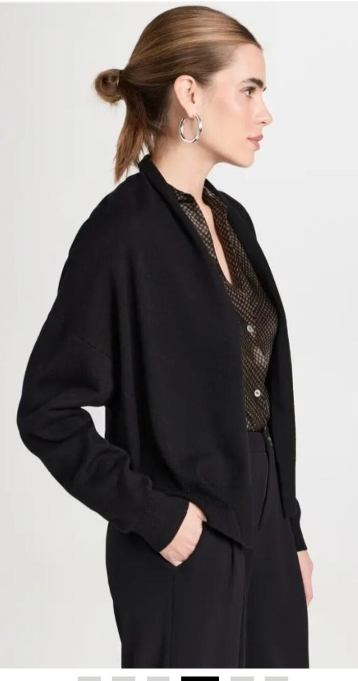 Vince 100% Cashmere Open Front Cardigan Coat Sweater Large Black